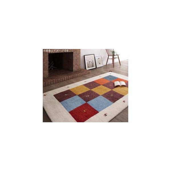 kag-33245 ラグ カーペット こたつ敷き 絨毯 厚手 ダイニング マット 極厚 ふかふか 140×200 2畳 ウール インド 手織り ギャッベ アジアン モダン デザイン ストライプ
