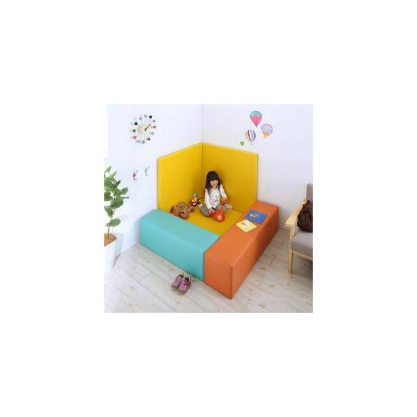 kag-33341 プレイ マット ベビー 厚手 クッション フロア 子供 キッズ おしゃれ 防音 極厚 5点 マット1+椅子2+壁面2 125×125