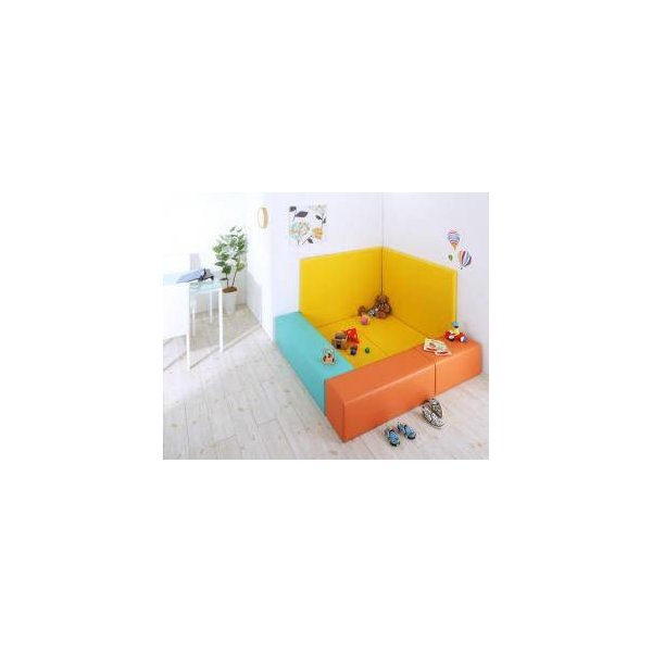 kag-33342 プレイ マット ベビー 厚手 クッション フロア 子供 キッズ おしゃれ 防音 極厚 7点 マット2+椅子3+壁面2 155×155