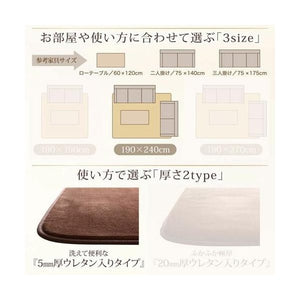 ラグ カーペット こたつ敷き 絨毯 厚手 マット 極厚 防音 ふかふか 190×240 3畳 洗える 5mm 低反発 ウレタン 入 北欧 モダン デザイン かわいい もこもこ
