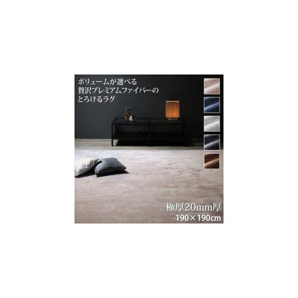kag-33371 ラグ カーペット こたつ敷き 絨毯 厚手 マット 極厚 防音 ふかふか 正方形 190×190 3畳 ( 20mm 低反発 ウレタン 入 ) 北欧 モダン デザイン かわいい もこもこ