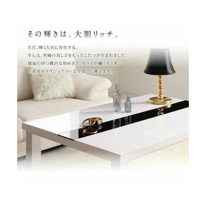 こたつ 本体 ローテーブル センターテーブル おしゃれ リビング ちゃぶ台 机 4尺 長方形 80×120) 4人 大きい 約 高さ40 ガラス 鏡面 高級 シンプル モダン