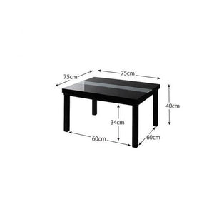 こたつ 本体 ローテーブル センターテーブル おしゃれ 正方形 75×75) コンパクト ミニ 小さい 一人暮らし 約 高さ40 ガラス 鏡面 高級 シンプル モダン