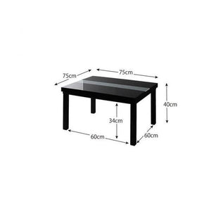 こたつ 本体 ローテーブル センターテーブル おしゃれ 鏡面 正方形 75×75) コンパクト ミニ 小さい 一人用 約 高さ40 ガラス 高級 シンプル アンティーク