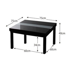 こたつ 本体 ローテーブル センターテーブル おしゃれ 鏡面 正方形 75×75) コンパクト ミニ 小さい 一人暮らし 約 高さ40 ガラス 高級 シンプル モダン