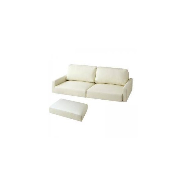 kag-34404 ソファー ソファ 3人掛け 三人掛け オットマン付き レザーソファー カウチソファー (ソファ&足置スリム肘 ローソファー 3P)