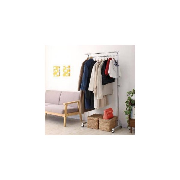 kag-35304 ハンガーラック スリム 頑丈 パイプハンガー 洋服掛け 2段 低い 安い 大容量 コートハンガー 押入れ クローゼット 全クロム