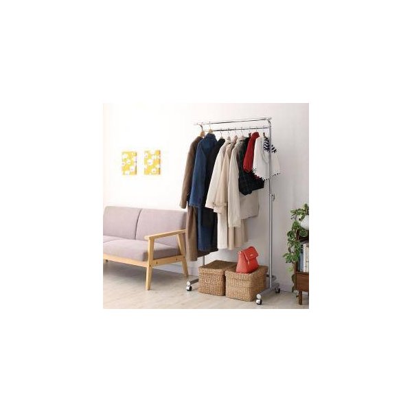 kag-35305 ハンガーラック スリム 頑丈 パイプハンガー 洋服 掛け 部屋干し 2段 低い 安い 大容量 コートハンガー 押入れ クローゼット