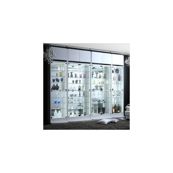kag-35345 コレクションケース ガラスキャビネット ガラスケース ショーケース 棚 ラック (収納棚 本体 上置きロー付 幅54 高さ225～252)