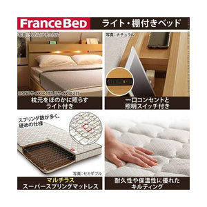 ベッド セミダブル フレーム おしゃれ 安い 北欧 一人暮らし SD マットレス付き ライト 宮付き 枕元 棚 収納なし マルチラススーパーS 日本製 コンセント 読書