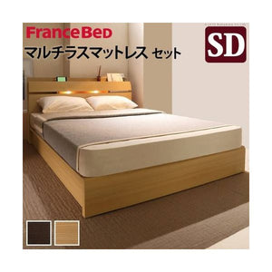 ベッド セミダブル フレーム おしゃれ 安い 北欧 一人暮らし SD マットレス付き ライト 宮付き 枕元 棚 収納なし マルチラススーパーS 日本製 コンセント 読書