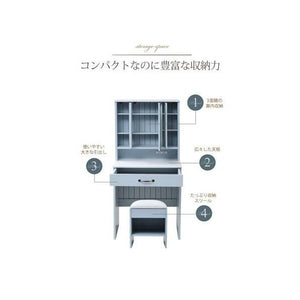 ドレッサー テーブル デスク一体型 化粧台 コスメ 鏡台 机兼用 収納 姿見 収納椅子付き スツール 3面鏡 コンセント 北欧 アンティーク かわいい 姫系 大容量