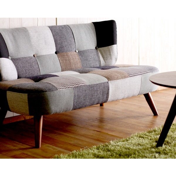 kag-36761 ソファー 2人掛け 2人用 ダイニングベンチ チェア 椅子 おしゃれ 北欧 安い 木製 二人用 一人暮らし パッチワーク 幅123 奥行66 高さ67 座面高36