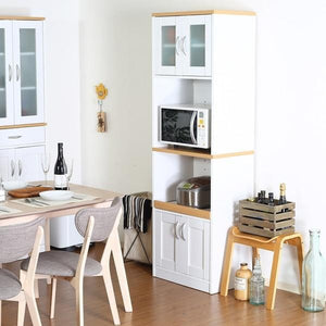 食器棚 おしゃれ 北欧 安い キッチン 収納 棚 ラック 木製 大容量 カップボード ダイニングボード ナチュラル×ホワイト 幅59 奥行39 高さ182