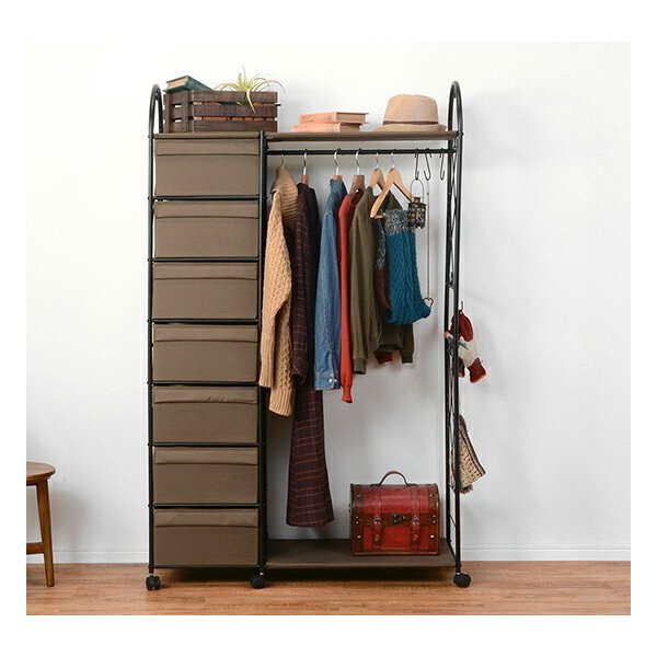 値下げ　棚付き　ハンガーラック　シャビーシック kag-37647 ハンガーラック キャスター 棚付き 引き出し おしゃれ