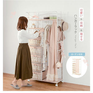 ハンガーラック キャスター 棚付き 引き出し カバー カーテン おしゃれ 頑丈 丈夫 洋服掛け パイプハンガー コートハンガー スリム 安い 一人暮らし アパレル 業