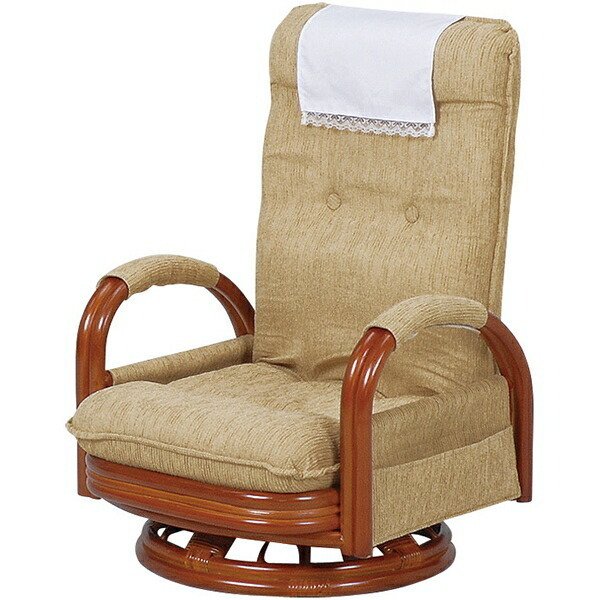 kag-37796 座椅子 リクライニング 回転 ハイバック 低い 椅子 ソファー 一人暮らし コンパクト ロー こたつ 1人掛け 厚手 ラタン 籐 約 幅55×奥行65×高さ67×座面高26cm