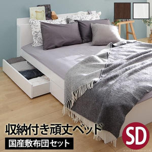 チェストベッド セミダブル 一人暮らし 布団 セット 敷布団 フラット 引き出し 国産3層 フレーム 木製 床下収納 宮付き 日本製 防ダニ マットレス 不要