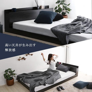 ローベッド シングル 一人暮らし 宮付き ヘッドボード 棚 ラック 携帯 ティッシュ メガネ リモコン 頭上 収納 コンセント スマホ 充電 電気 北欧 モダン 低床