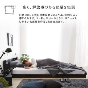 ローベッド シングル 一人暮らし 宮付き ヘッドボード 棚 ラック 携帯 ティッシュ メガネ リモコン 頭上 収納 コンセント スマホ 充電 電気 北欧 モダン 低床