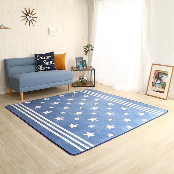kag-37909 ラグ カーペット おしゃれ ラグマット 絨毯 北欧 安い 洗える 厚手 マット リビング 部屋 床 マイクロファイバー 2畳 185×185 西海岸 ヴィンテージ アメリカン