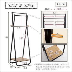 ハンガーラック 頑丈 丈夫 洋服掛け パイプ ハンガー ポール コート クローゼット 省スペース スリム ヴィンテージ アイアン 一人暮らし コンパクト