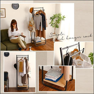 ハンガーラック 頑丈 丈夫 洋服掛け パイプ ハンガー ポール コート クローゼット 省スペース スリム ヴィンテージ アイアン 一人暮らし コンパクト