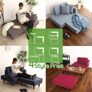 ソファ 3人掛け コンパクト カウチ オットマン付き スツール 足置き 椅子 ポケットコイル 脚 ルンバ 布張り アンティーク かわいい