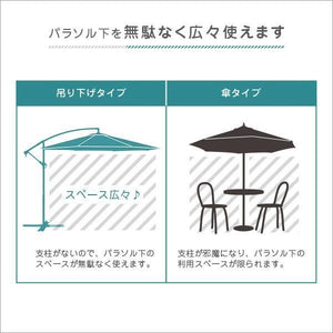 パラソル 庭 ガーデン おしゃれ 海 ビーチ 大型 大きい アウトドア テラス 日除け 日よけ サンシェード 日傘 重り別売り ハンギングパラソル 約 幅300 3M