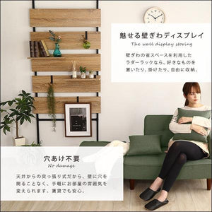 ハンガーラック ラダーラック 収納 かばん バッグ 帽子 インテリア ウッド おしゃれ キッチン つっぱり ハンガー フック 靴 自立 棚 突っ張り 壁 木板 幅80