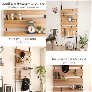 ハンガーラック ラダーラック 収納 かばん バッグ 帽子 インテリア ウッド おしゃれ キッチン つっぱり ハンガー フック 靴 自立 棚 突っ張り 壁 木板 幅80