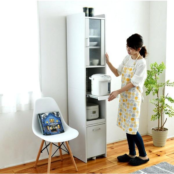 kag-37991 食器棚 スリム 細い 薄型 隙間 すきま 収納 ラック 家具 一人暮らし おしゃれ 北欧 キッチン 棚 ミニ 炊飯器置き場 ポット コンパクト 約 幅30 高さ 180 扉付