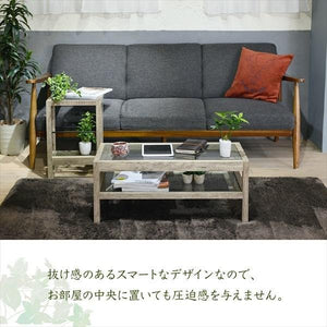 サイドテーブル 北欧 木製 アンティーク モダン ソファー ベッド横 ミニ コンパクト コーヒー ガラス 古木 幅35 奥行45 棚 ラック ヴィンテージ 西海岸 レトロ