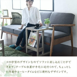 サイドテーブル 北欧 木製 アンティーク モダン ソファー ベッド横 ミニ コンパクト コーヒー ガラス 古木 幅35 奥行45 棚 ラック ヴィンテージ 西海岸 レトロ
