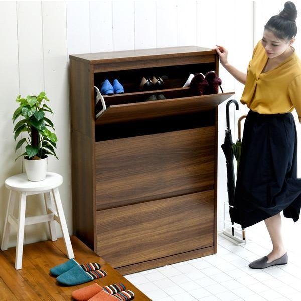 下駄箱 シューズボックス 大容量 幅75cm 奥行30cm 北欧　1/2 kag-38016 下駄箱 シューズラック シューズボックス 靴箱 オフィス