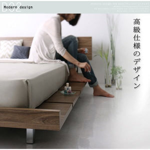 ダブルベッド 2人 マットレス付き ローベッド ロータイプ フロア 低い ヘッドボード 薄型 布団可 脚付き 足付 ルンバ 北欧 おしゃれ モダン アンティーク