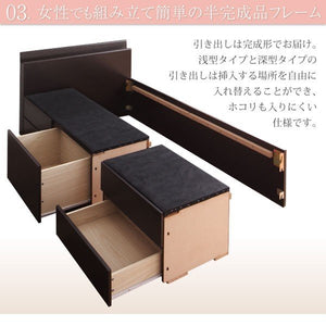 セミシングルベッド 一人暮らし コンパクト ショート丈 小さい フレーム チェスト 収納 引き出し 大容量 短い 宮 棚 携帯 コンセント スマホ 充電 アンティーク