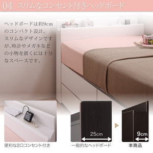 セミシングルベッド 一人 コンパクト ショート丈 小さい マットレス付 チェスト 収納 引き出し 大容量 短い 宮 棚 携帯 コンセント スマホ 充電 アンティーク