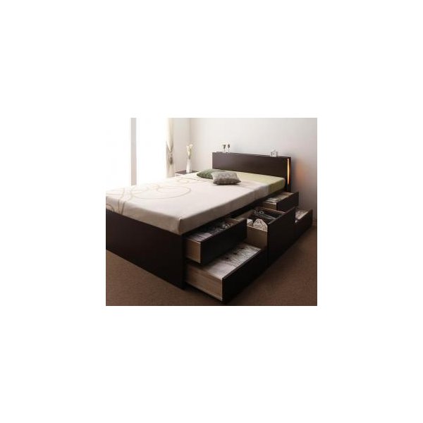 kag-41237 セミシングルベッド 一人暮らし コンパクト 小さい マットレス付き チェスト ベッド下 収納 引き出し 大容量 宮 棚 携帯 照明 ライト コンセント スマホ 充電