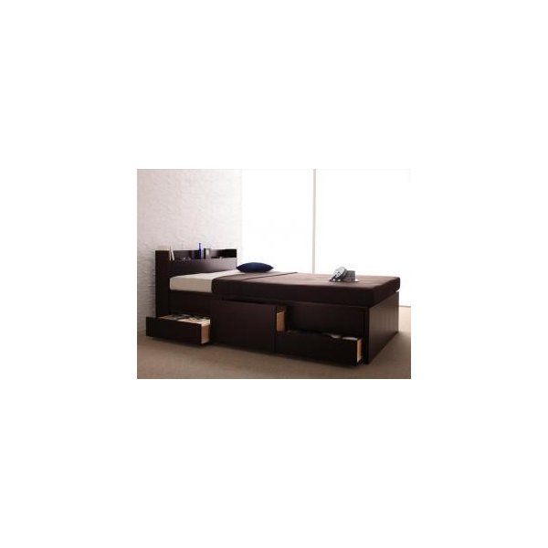 kag-41423 シングルベッド 一人暮らし マットレス付き チェストベッド ミドル ベッド下収納 引き出し 大容量 宮 棚 携帯 リモコン 収納 コンセント スマホ 充電 電気