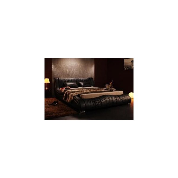 kag-41775 ダブルベッド 2人 マットレス付き ローベッド 低い 背もたれ ヘッドボード ヘッドレスト 読書 クッション 寄りかかる レザー ゴージャス 豪華 ゴシック 姫系