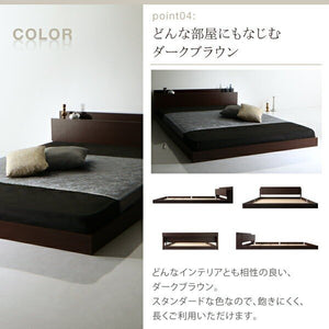 シングルベッド 一人暮らし マットレス付き ローベッド ロータイプ 低い 宮 棚 携帯 メガネ リモコン 収納 コンセント スマホ 充電 電気 ヴィンテージ