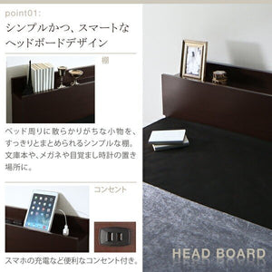 シングルベッド 一人暮らし マットレス付き ローベッド ロータイプ 低い 宮 棚 携帯 メガネ リモコン 収納 コンセント スマホ 充電 電気 ヴィンテージ