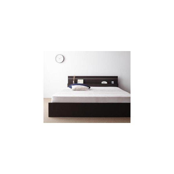 kag-42236 ダブルベッド 2人 マットレス付き 連結可 つなげる 宮 ヘッドボード 枕元 棚 ラック 携帯 メガネ リモコン 頭上 収納 照明 読書灯 ライト 読書 電気 モダン 高級