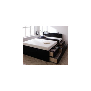 ダブルベッド 2人 マットレス付き チェストベッド ミドル ベッド下収納 引き出し 大容量 宮 棚 携帯 メガネ リモコン 収納 コンセント スマホ 充電 電気