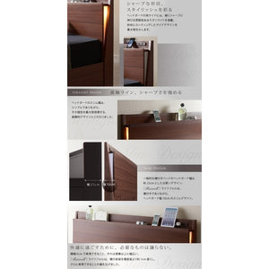 セミダブルベッド 一人暮らし マットレス付き 脚 足 宮 棚 携帯 リモコン 収納 照明 読書 ライト 電気 コンセント スマホ 充電 すのこ 通気性 カビ ヴィンテージ