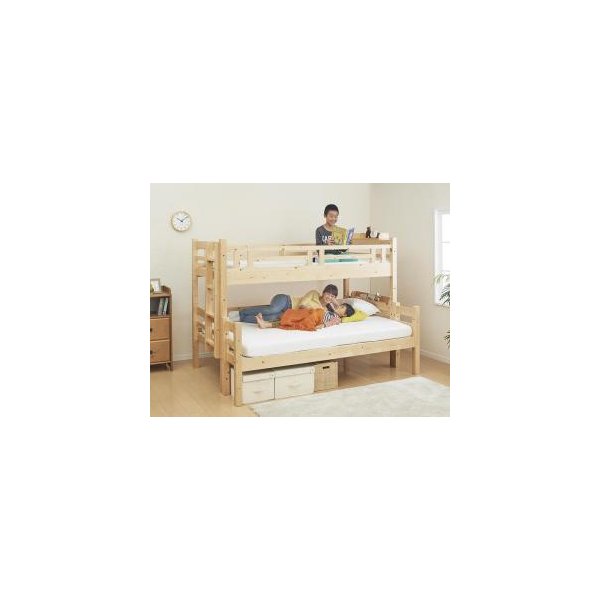 kag-43504 2段ベッド シングル+ダブル フレーム ファミリー 家族 子供 親子 ハイタイプ 2人 安い おしゃれ キッズ 頑丈 丈夫 安全 分割 分離 布団可 すのこ 通気性 カビ 脚