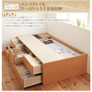 セミシングルベッド 一人暮らし コンパクト ショート丈 小さい マットレス付き チェスト ベッド下 収納 引き出し 大容量 ヘッドレス 北欧 おしゃれ アンティーク