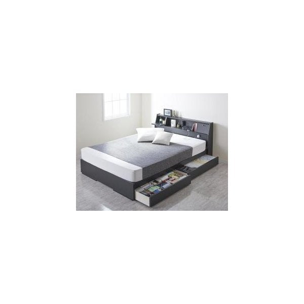 kag-44098 ダブルベッド 2人 マットレス付き チェストベッド ベッド下収納 引き出し 大容量 宮 棚 携帯 リモコン 収納 照明 読書灯 ライト 電気 コンセント スマホ 充電