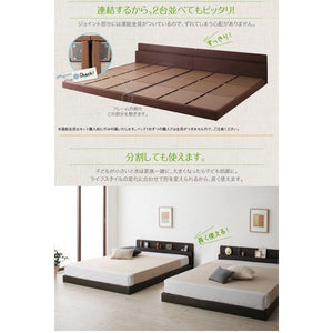 シングルベッド 一人暮らし マットレス付き ローベッド ロータイプ 低い 連結可 つなげる 宮 棚 携帯 リモコン 収納 コンセント スマホ 充電 電気 ヴィンテージ